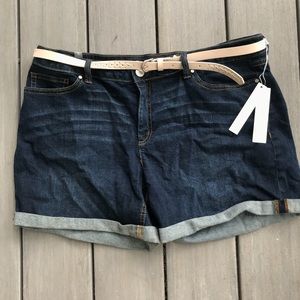 NWT Lauren Conrad Denim Shorts Belt Plus Size